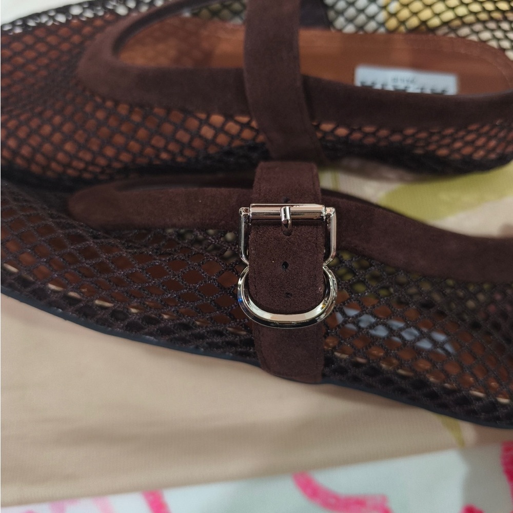 Alaia Brown Mesh Mary Jane Loafers with Strap - Picture 4 of 9